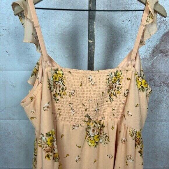 TORRID floral chiffon dress size 3X ruffled flutter sleeve feminine peach - Picture 5 of 5